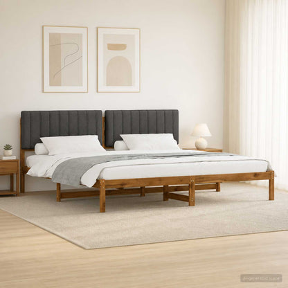 Bed Frame with Upholstered Headboard Natural and Dark Grey