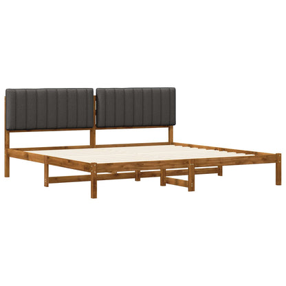 Bed Frame with Upholstered Headboard Natural and Dark Grey
