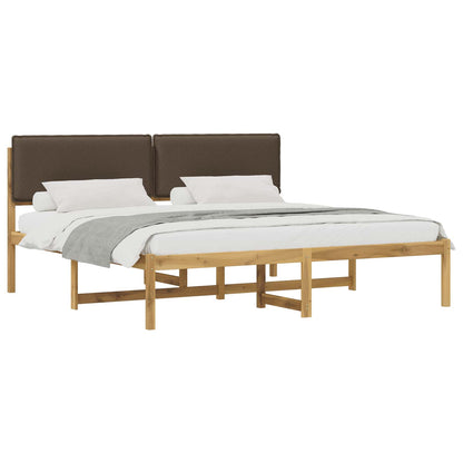 Bed Frame with Upholstered Headboard Whitewash and Taupe