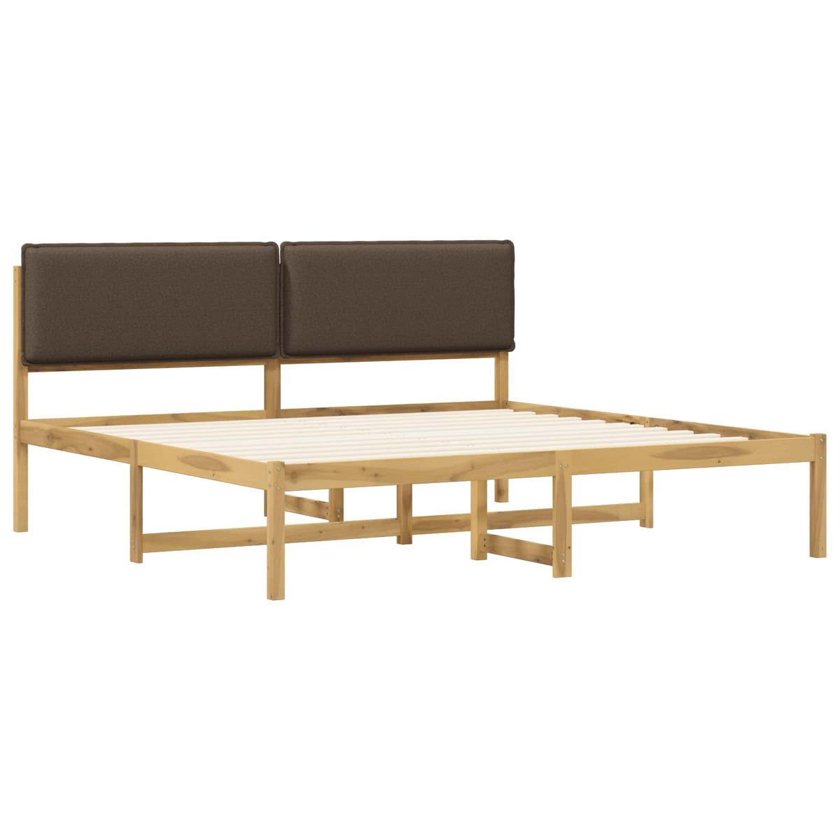 Bed Frame with Upholstered Headboard Whitewash and Taupe