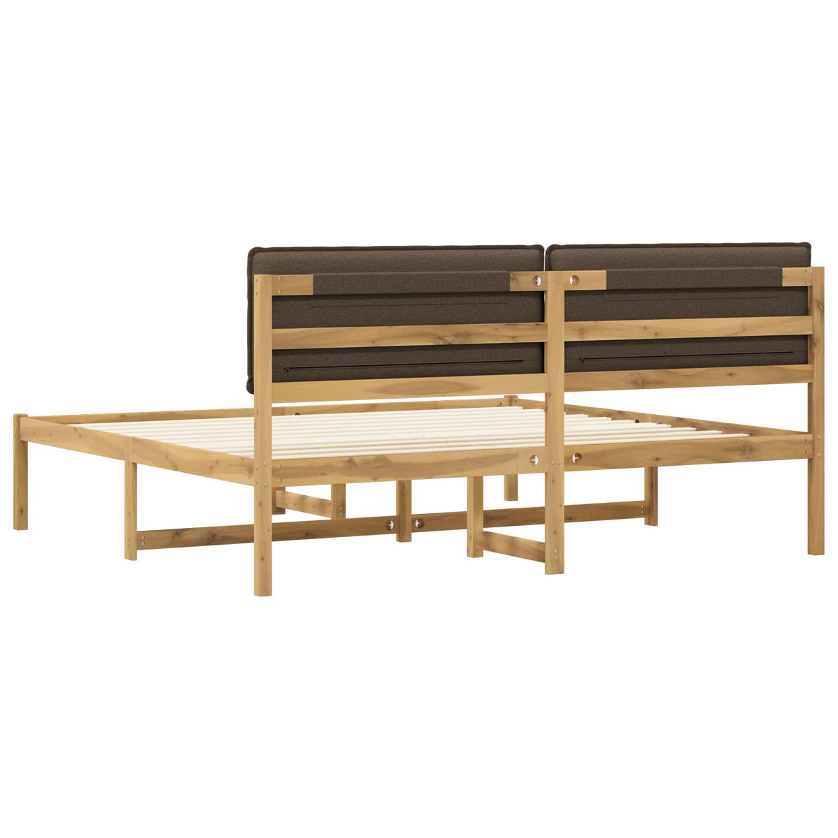Bed Frame with Upholstered Headboard Whitewash and Taupe