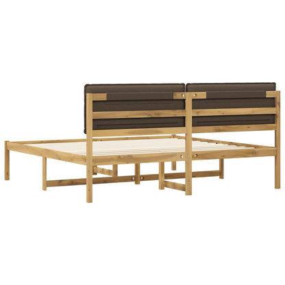 Bed Frame with Upholstered Headboard Whitewash and Taupe
