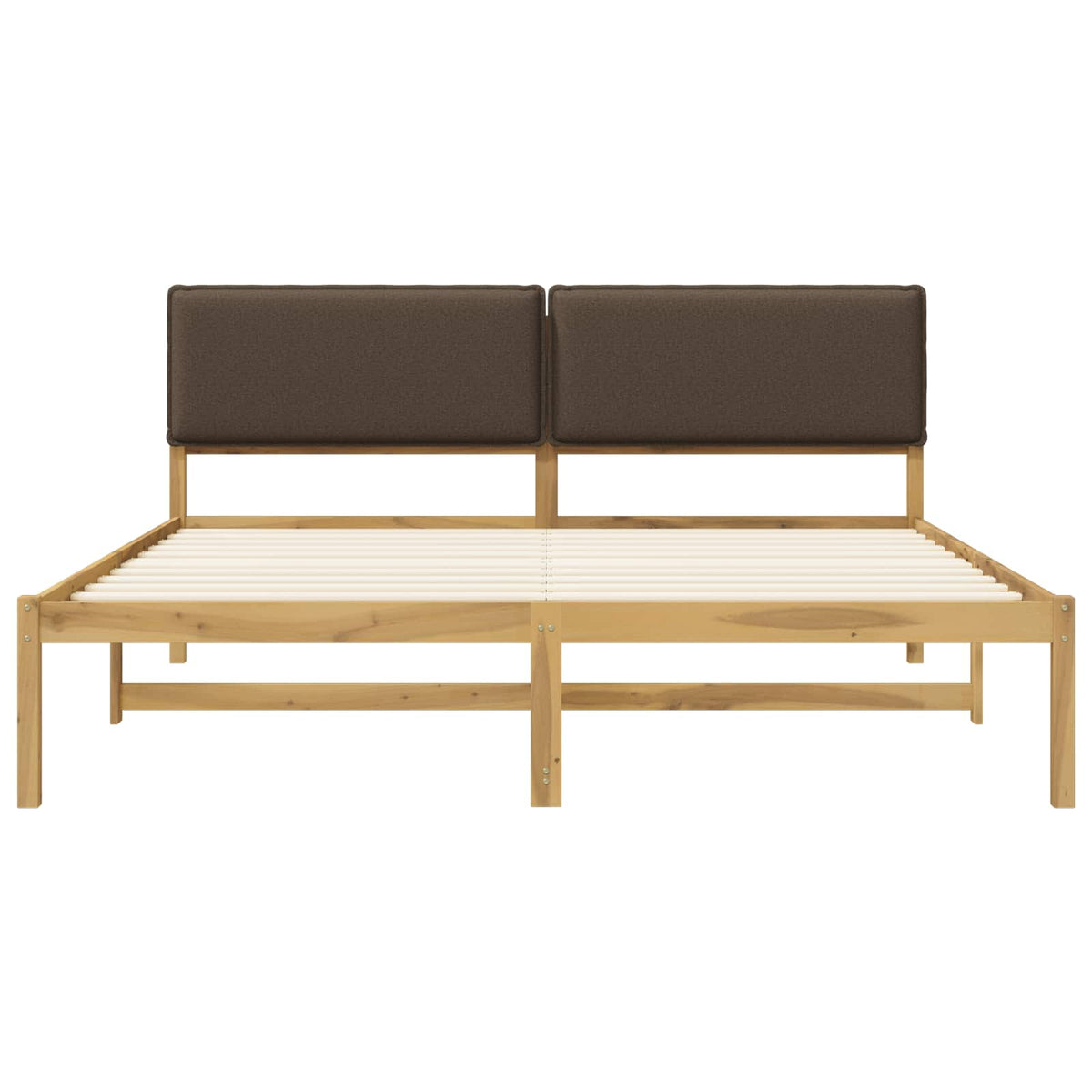 Bed Frame with Upholstered Headboard Whitewash and Taupe