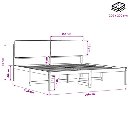 Bed Frame with Upholstered Headboard Natural and Dark Grey