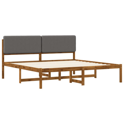 Bed Frame with Upholstered Headboard Natural and Light Grey