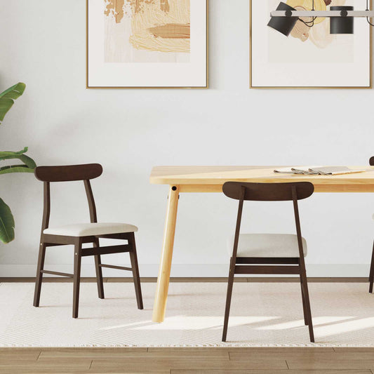 Dining Chair 2 pcs Solid Rubber Wood Dark Brown and Light