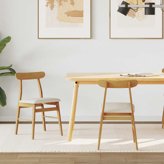 Dining Chair 2 pcs Solid Rubber Wood Natural and Light
