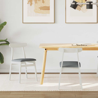 Dining Chair 2 pcs White and Grey Solid Rubber Wood