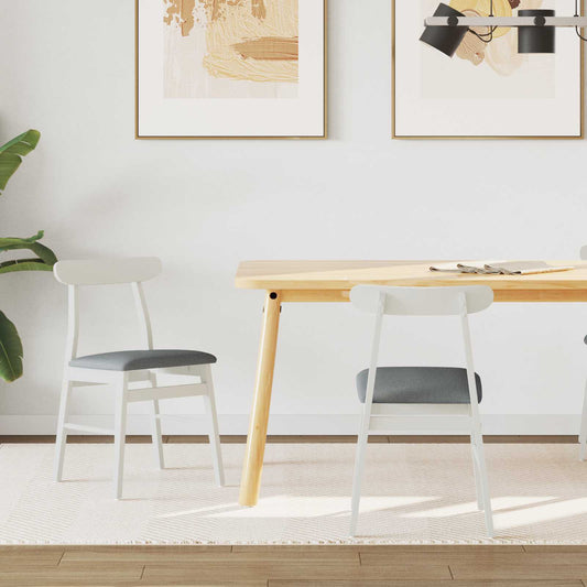 Dining Chair 2 pcs Solid Rubber Wood White and Grey