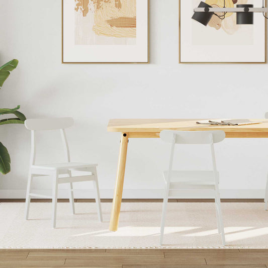 Dining Chair 2 pcs Solid Rubber Wood White 43 x 44.5 x 77 cm