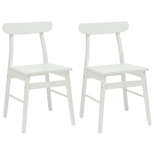 Dining Chair 2 pcs Solid Rubber Wood White 43 x 44.5 x 77 cm
