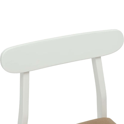 Dining Chair 2 pcs White and Brown Solid Rubber Wood