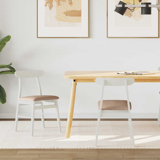 Dining Chair 2 pcs Solid Rubber Wood White and Brown