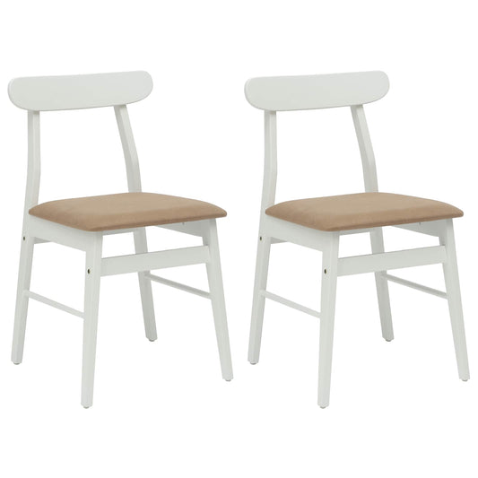 Dining Chair 2 pcs Solid Rubber Wood White and Brown