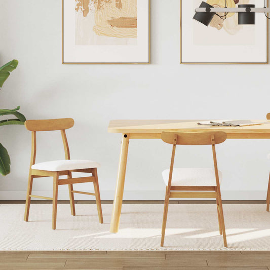 Dining Chair 2 pcs Solid Rubber Wood Natural and Light
