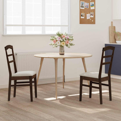 Dining Chair 2 pcs Light Brown and Light Solid Rubber Wood