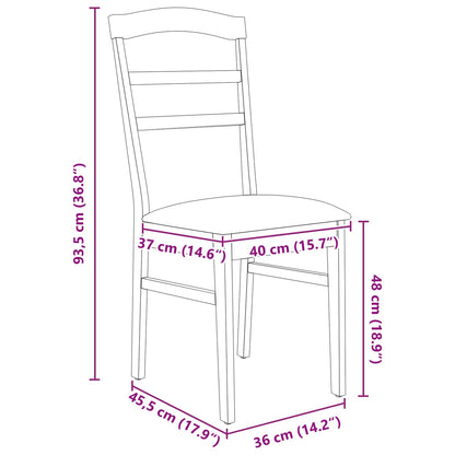 Dining Chair 2 pcs Light Brown and Light Solid Rubber Wood