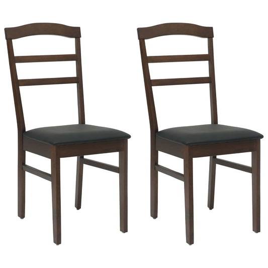 Dining Chair 2 pcs Solid Rubber Wood Light Brown and Black