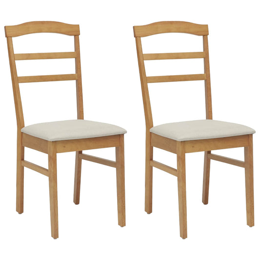 Dining Chair 2 pcs Solid Rubber Wood Natural and Light