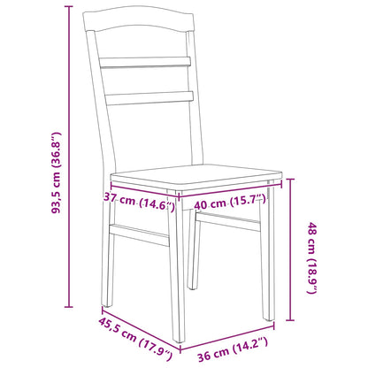 Dining Chair 2 pcs Natural Solid Rubber Wood