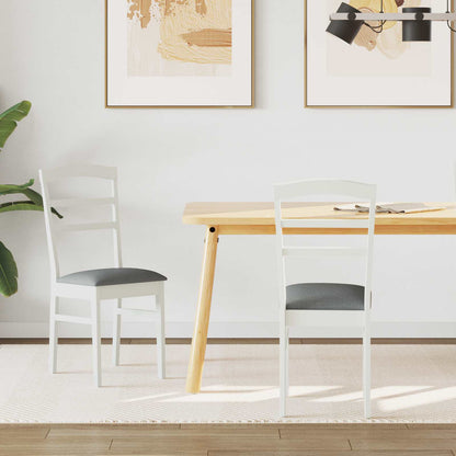 Dining Chair 2 pcs White and Grey Solid Rubber Wood