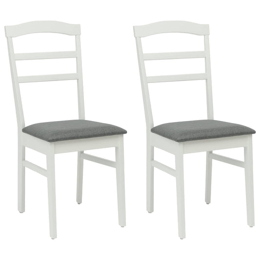 Dining Chair 2 pcs Solid Rubber Wood White and Grey