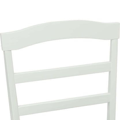 Dining Chair 2 pcs White and Natural Solid Rubber Wood