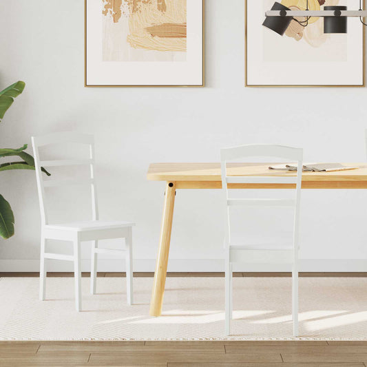 Dining Chair 2 pcs Solid Rubber Wood White 36 x 45.5 x 93.5 cm