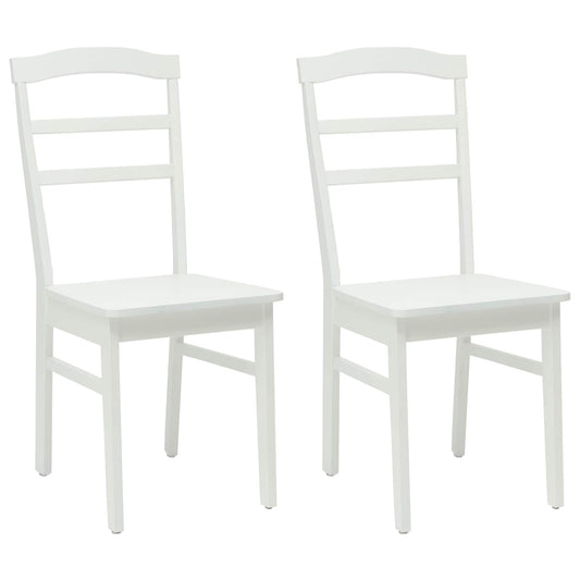 Dining Chair 2 pcs Solid Rubber Wood White 36 x 45.5 x 93.5 cm
