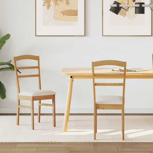 Dining Chair 2 pcs Solid Rubber Wood Natural and Light