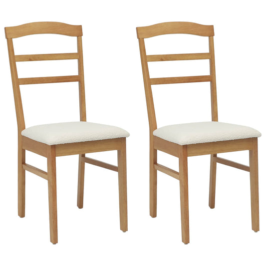 Dining Chair 2 pcs Solid Rubber Wood Natural and Light