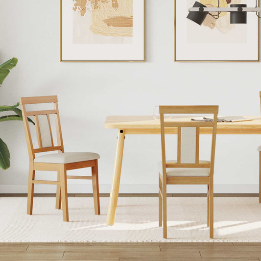 Dining Chair 2 pcs Solid Rubber Wood Natural and Light