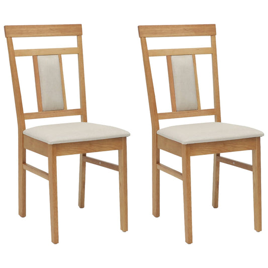 Dining Chair 2 pcs Solid Rubber Wood Natural and Light