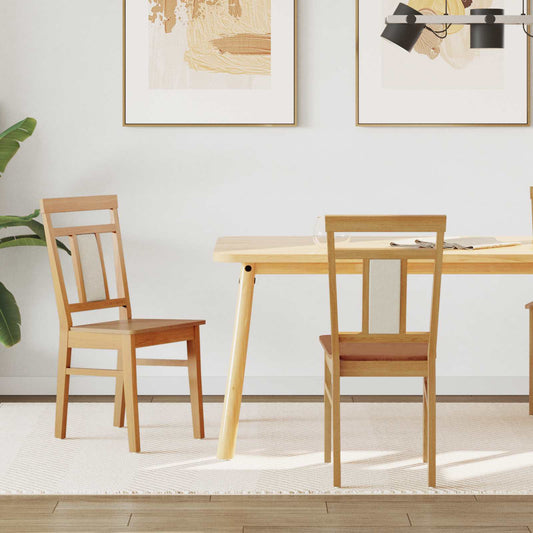 Dining Chair 2 pcs Solid Rubber Wood Natural