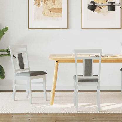Dining Chair 2 pcs White and Grey Solid Rubber Wood