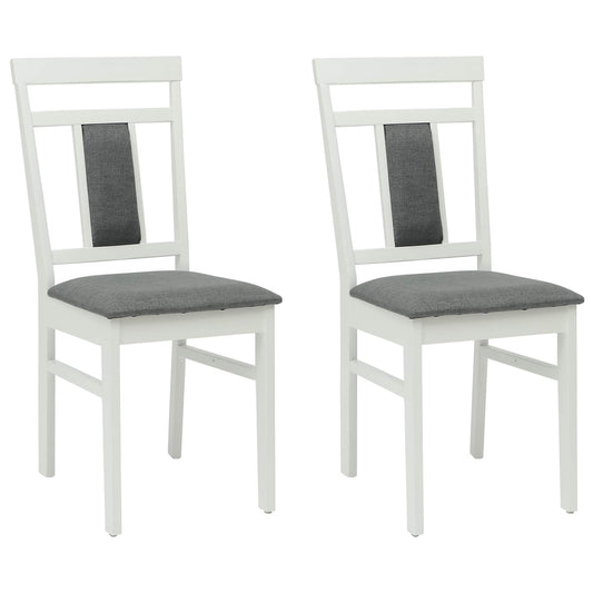 Dining Chair 2 pcs Solid Rubber Wood White and Grey
