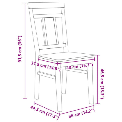Dining Chair 2 pcs White and Natural Solid Rubber Wood