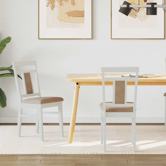 Dining Chair 2 pcs Solid Rubber Wood White and Brown