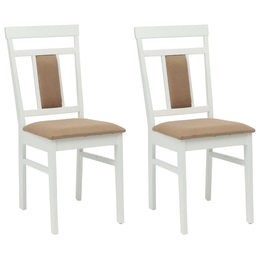 Dining Chair 2 pcs Solid Rubber Wood White and Brown