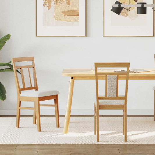 Dining Chair 2 pcs Solid Rubber Wood Natural and Light