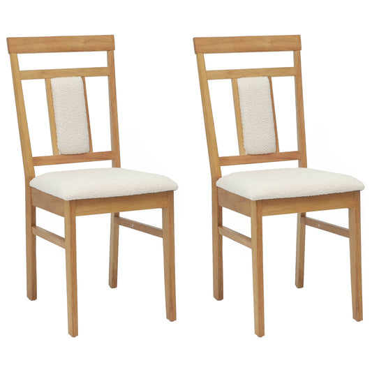 Dining Chair 2 pcs Solid Rubber Wood Natural and Light