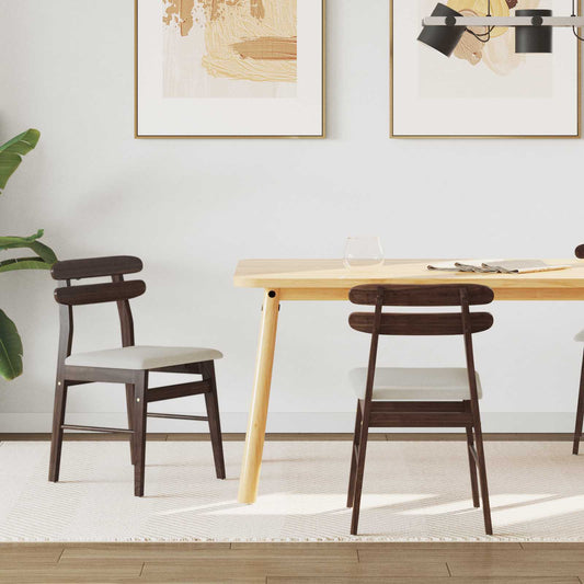 Dining Chair 2 pcs Solid Rubber Wood Light Brown and Light