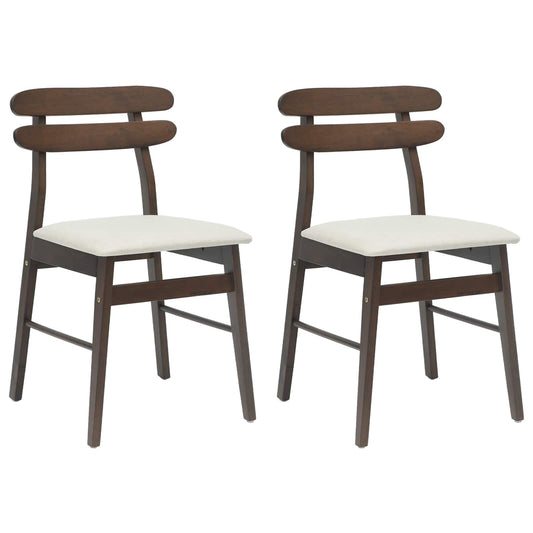 Dining Chair 2 pcs Solid Rubber Wood Light Brown and Light