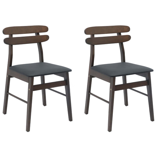 Dining Chair 2 pcs Solid Rubber Wood Light Brown and Black
