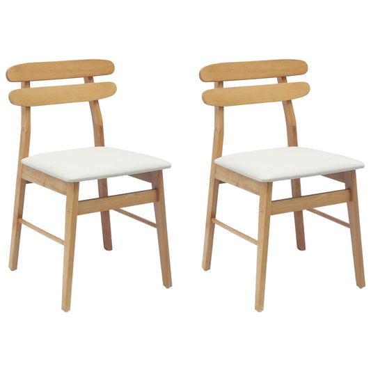 Dining Chair 2 pcs Solid Rubber Wood Natural and Light
