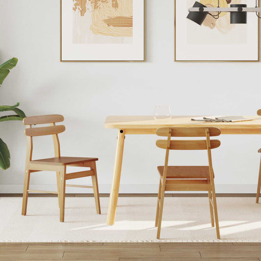 Dining Chair 2 pcs Solid Rubber Wood Natural