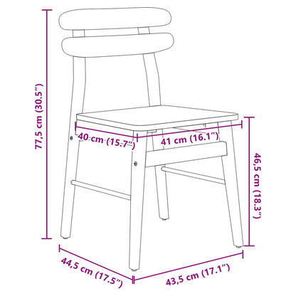 Dining Chair 2 pcs Natural Solid Rubber Wood