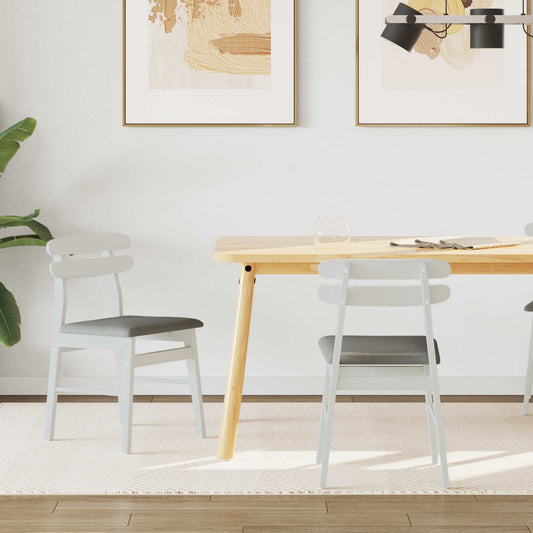 Dining Chair 2 pcs Solid Rubber Wood White and Grey