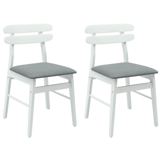 Dining Chair 2 pcs Solid Rubber Wood White and Grey