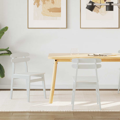 Dining Chair 2 pcs White Solid Rubber Wood